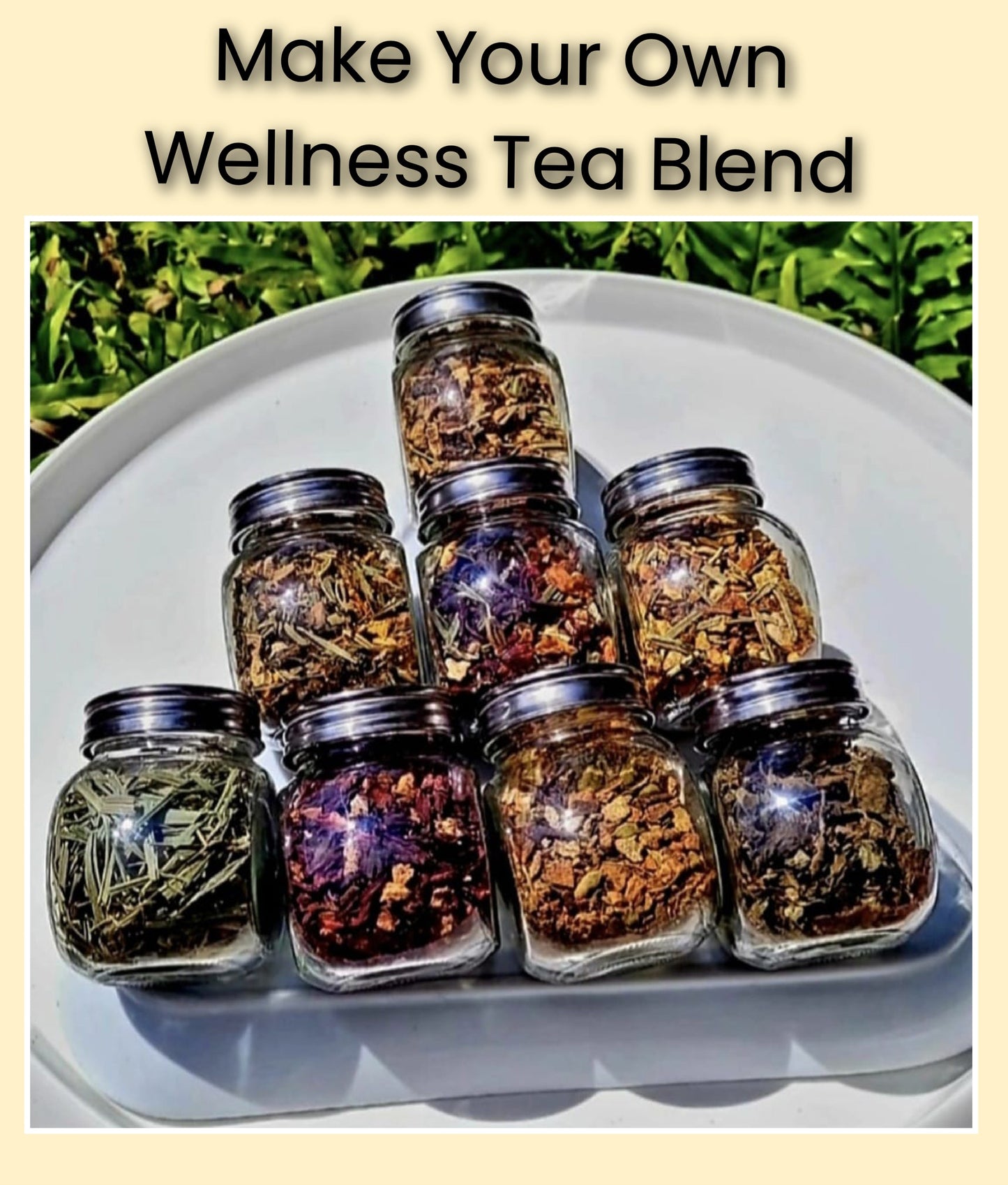 Make Your Own Wellness Tea Blend is a curated effortless process.  First you choose your wellness goal, add base ingredient, and finally select your unique flavor profile.🌿